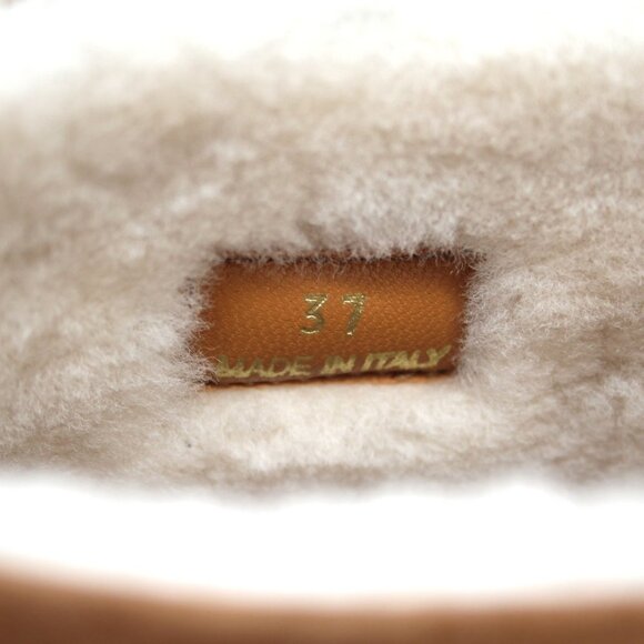 Tamara Mellon Inside Edge 30 Suede Shearling Ankle Bootie Cognac Natural 37 NEW - Picture 5 of 8